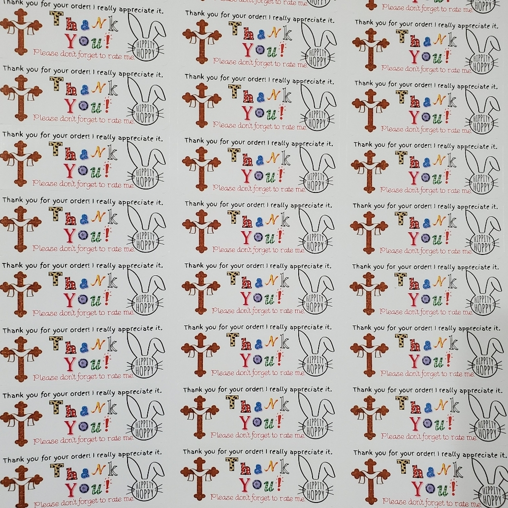 Easter Cross Bunny Thank You Customer Stickers